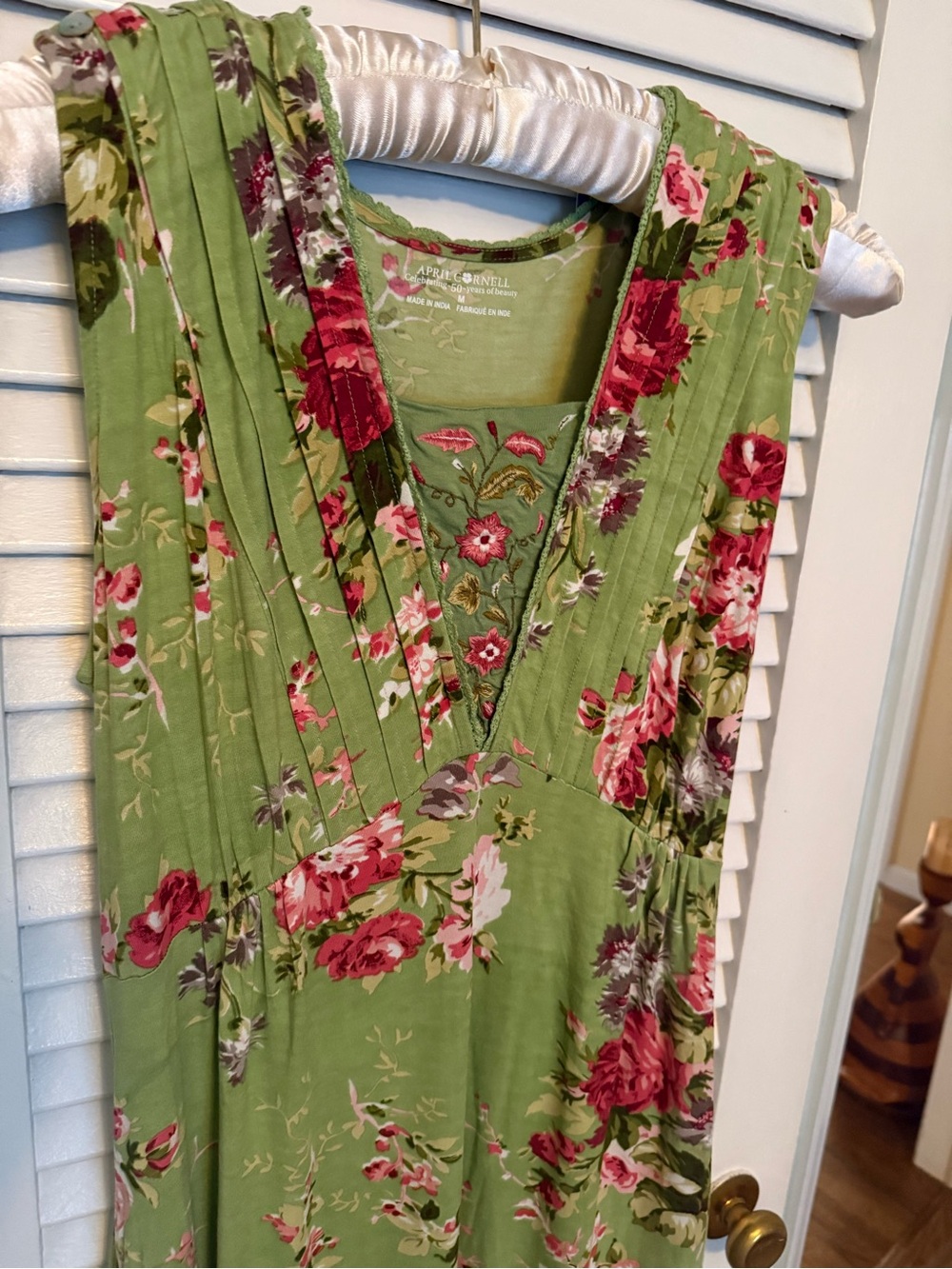 April Cornell Cotton Knit Maxi Dress with Pink Floral Print NWT